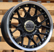 Alu kola Haxer L1879, 15x8 8x100 ET30, černá + leštěný límec