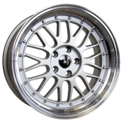 Alu kola Racing Line A1025, 15x6.5 4x100 ET35, stříbrná + leštěný límec