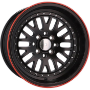 Alu kola Racing Line B1160, 15x8 4x100 ET0, černá s červenou linkou