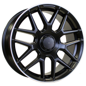 Alu kola Racing Line B1258, 19x8.5 5x112 ET36, Černá matná + leštěný límec