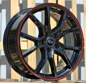 Alu kola Racing Line B5253, 16x7 4x100 ET36, černá matná + červený límec