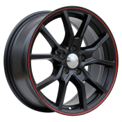 Alu kola Racing Line B5253, 17x7 5x112 ET40, černá matná + červený límec