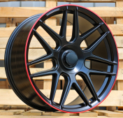 Alu kola Racing Line B5318, 20x9.5 5x112 ET42, černá matná + červený límec