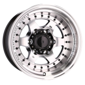 Alu kola Racing Line L2156, 15x10 6x139.7 ET-44, Černá + leštěný límec