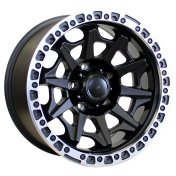 Alu kola Racing Line L2174, 18x9 5x139.7 ET-12, Černá matná + leštěný límec