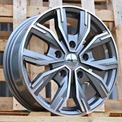 Alu kola Racing Line 6408, 16x6.5 5x114.3 ET45, šedivá + leštění