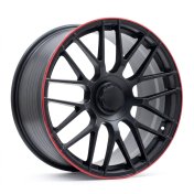 Alu kola Racing Line B1268, 18x8 5x112 ET45, černá matná + červený límec