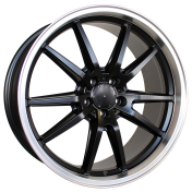 Alu kola Racing Line B1413, 20x8.5 5x112 ET40, Černá matná + leštěný límec