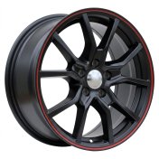 Alu kola Racing Line B5253, 16x7 5x112 ET36, černá matná + červený límec