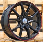 Alu kola Racing Line B5253, 17x7 5x100 ET38, černá matná + červený límec