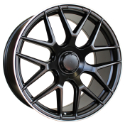 Alu kola Racing Line B5318, 20x8.5 5x112 ET40, Černá matná + leštěný límec