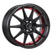 Alu kola Racing Line B5705, 15x7 4x100 ET38, černá matná + červený límec