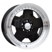Alu kola Racing Line B5852, 17x8 5x112 ET25, černá + leštěný límec