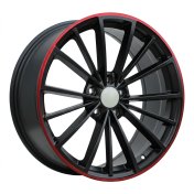 Alu kola Racing Line B5937, 17x7.5 5x112 ET51, černá matná + červený límec