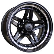 Alu kola Racing Line BK936, 15x10 6x139.7 ET-44, černá matná + leštěný límec (zátěžová)
