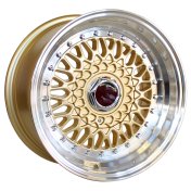 Alu kola Racing Line BY479, 17x7.5 10x112 ET35, zlatá + leštěný límec