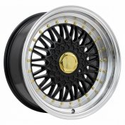 Alu kola Racing Line BY479, 15x7 4x100 ET35, černá + leštěný límec