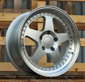 Alu kola Racing Line HE750, 17x8 5x120 ET34, stříbrná + leštěný límec