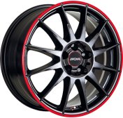 Alu kola RONAL R54 MCR, 15x6.5 4x100 ET38, černá lesklá s červenou linkou