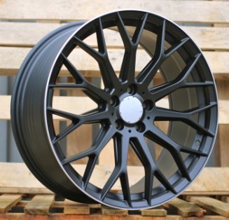 Alu kola Racing Line YS1180, 19x8 5x112 ET43, černá matná + leštěný límec (zátěžová)
