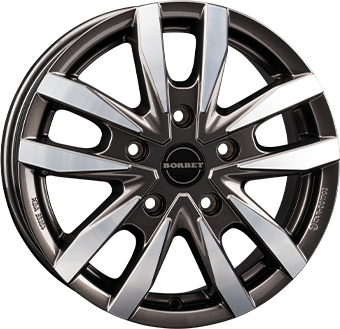Alu kola BORBET CW5, 16x6 5x130 ET68, tmavě šedivá + leštění (zátěžová)