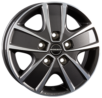 Alu kola BORBET CWG, 16x6 5x130 ET68, tmavě šedivá + leštění (zátěžová)