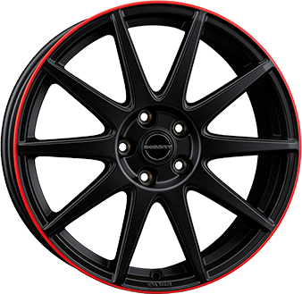 Alu kola BORBET GTX, 19x8 5x114.3 ET50, černá matná s červenou linkou