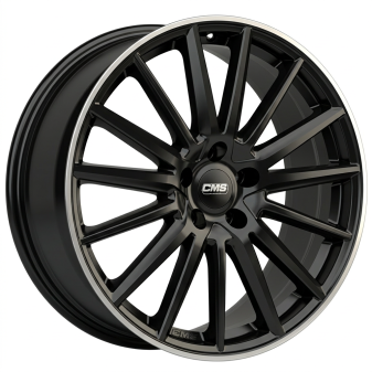 Alu kola CMS C23, 18x8 5x112 ET48, černá lesklá + leštěný límec