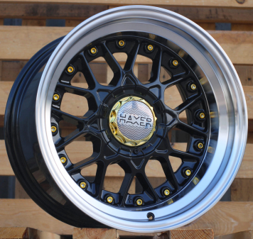 Alu kola Haxer A8078, 16x9 8x100 ET10, černá + leštěný límec