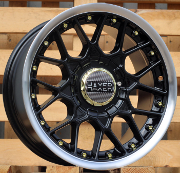 Alu kola Haxer L1879, 15x8 8x100 ET30, černá + leštěný límec