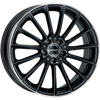 Alu kola MAK KOMET, 19x8 5x112 ET48, černá lesklá + leštěný límec (zátěžová)