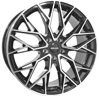 Alu kola MONACO WHEELS GP15-FF, 20x10.5 5x112 ET39, černá lesklá + leštění (zátěžová)
