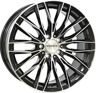 Alu kola MONACO WHEELS GP2, 18x8 5x100 ET37, černá lesklá + leštění