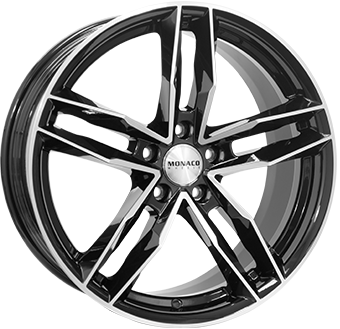 Alu kola MONACO WHEELS RR8M, 17x7.5 5x112 ET45, černá lesklá + leštění