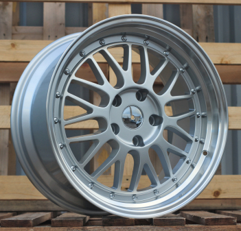 Alu kola Racing Line A1025, 17x7.5 5x120 ET15, stříbrná + leštěný límec