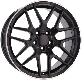 Alu kola Racing Line A1257, 18x8 5x112 ET40, černá matná + leštěný límec