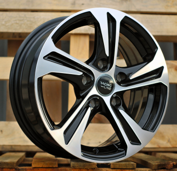 Alu kola Racing Line B1242, 16x6.5 4x108 ET45, černá + leštění