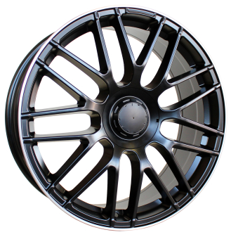 Alu kola Racing Line B1268, 18x9 5x112 ET50, Černá matná + leštěný límec