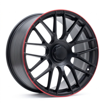 Alu kola Racing Line B1268, 18x8 5x112 ET45, černá matná + červený límec