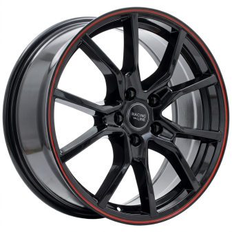 Alu kola Racing Line B5253, 17x7 5x105 ET40, černá s červenou linkou
