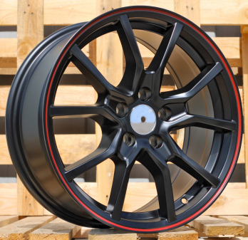 Alu kola Racing Line B5253, 17x7 4x100 ET38, černá matná + červený límec