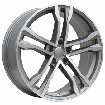 Alu kola Racing Line D5520, 19x8.5 5x112 ET35, šedivá matná + leštění