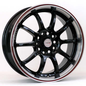 Alu kola Racing Line DW830, 17x7 10x100 ET40, černá s červenou linkou