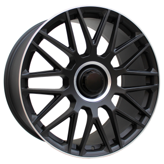 Alu kola Racing Line FE230, 20x8.5 5x112 ET35.5, černá matná + leštěný límec + rytá krytka