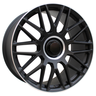 Alu kola Racing Line FE230, 20x8.5 5x112 ET35.5, Černá matná + leštěný límec + rytá krytka