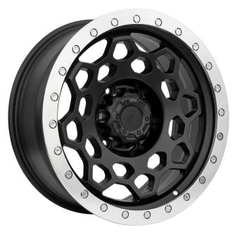 Alu kola Racing Line JT240, 17x8.5 6x139.7 ET, černá matná + leštěný límec