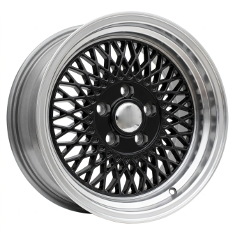 Alu kola Racing Line LU483, 15x7 4x100 ET25, černá + leštěný límec