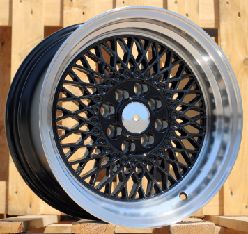 Alu kola Racing Line LU483, 15x7 4x100 ET25, černá + leštěný límec