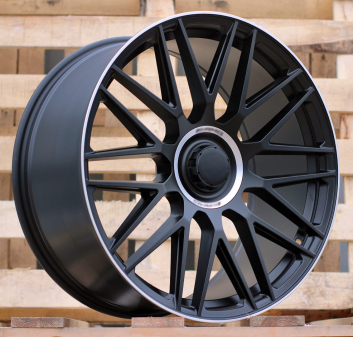 Alu kola Racing Line Y0207, 21x10 5x112 ET35, Černá matná + leštěný límec