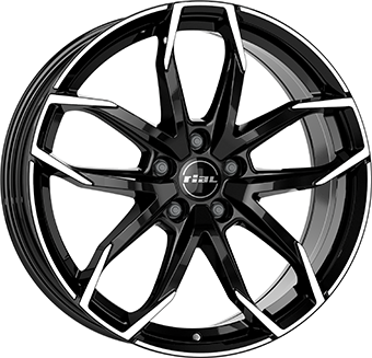 Alu kola RIAL LUCCA, 17x7.5 5x108 ET45, černá lesklá + leštění